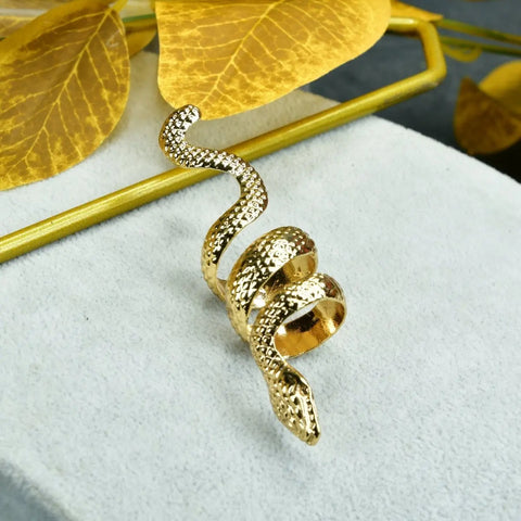 Sowpeace Gold Stainless Steel Snake Shaped Ring | Stylish One‑Size Adjustable Jewelry for Women & Men