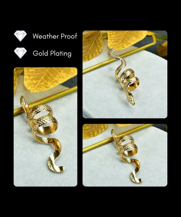 Sowpeace Gold Stainless Steel Snake Shaped Ring | Stylish One‑Size Adjustable Jewelry for Women & Men — image 4