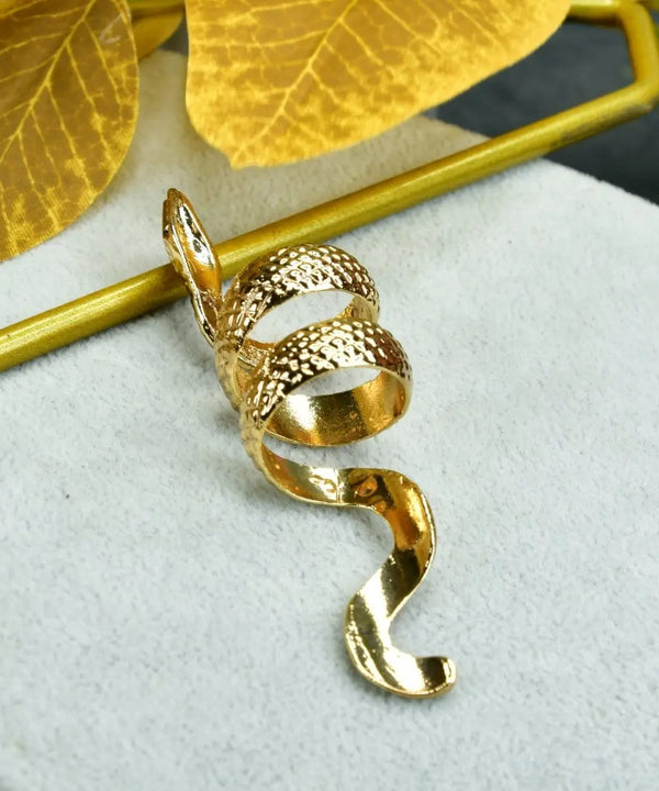 Sowpeace Gold Stainless Steel Snake Shaped Ring | Stylish One‑Size Adjustable Jewelry for Women & Men — main view