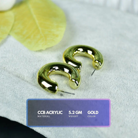Sowpeace Golden 3/4 Round CCB Earrings | Stylish One‑Size Lightweight Jewelry for Women & Daily Wear