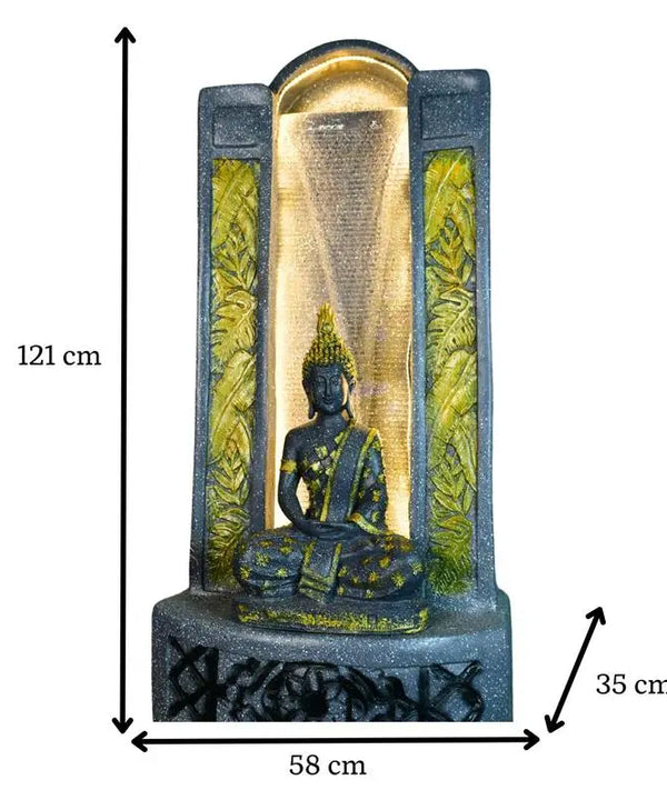 Sowpeace Golden Buddha Water Fountain – Elegant Buddha Sitting Against Tall Wall for Luxurious Home Decor & Gifts — image 6
