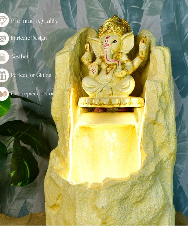 Sowpeace Golden Ganesha Water Fountain – Elegant Ganesha Sitting Waterfall for Luxurious Home Decor & Gifts — image 5