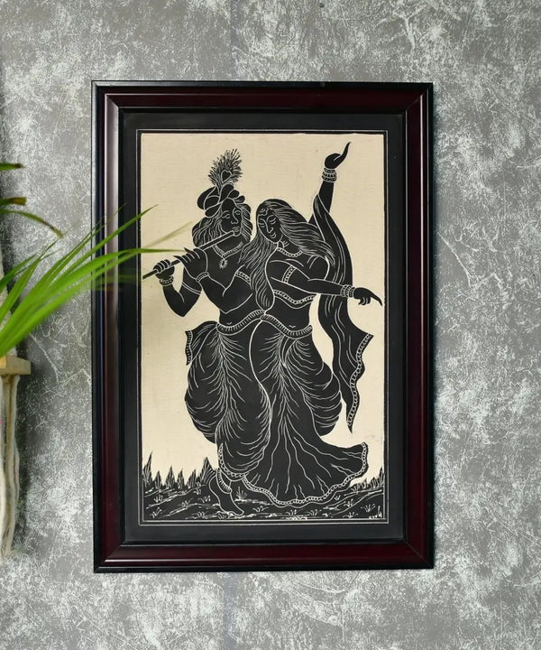 Sowpeace Hand-Carved Ceramic Radha Krishna Wall Décor — main view
