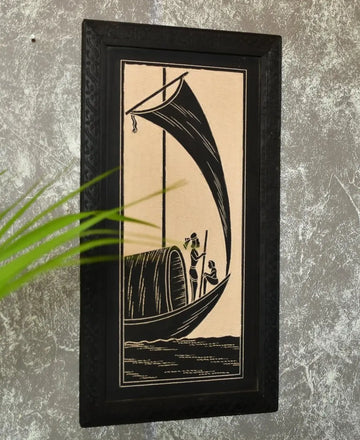 Sowpeace Hand carved ceramic sail boat wall art — alternate view