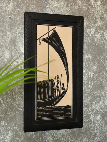 Sowpeace Hand carved ceramic sail boat wall art