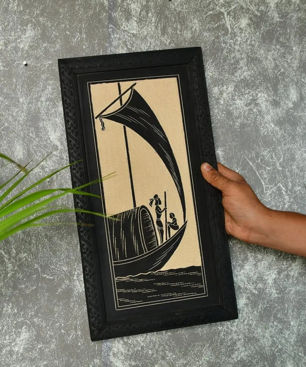 Sowpeace Hand carved ceramic sail boat wall art — image 3
