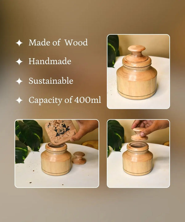 Sowpeace Hand-Carved Lidded Jar: Rustic Charm & Organized Elegance — image 3
