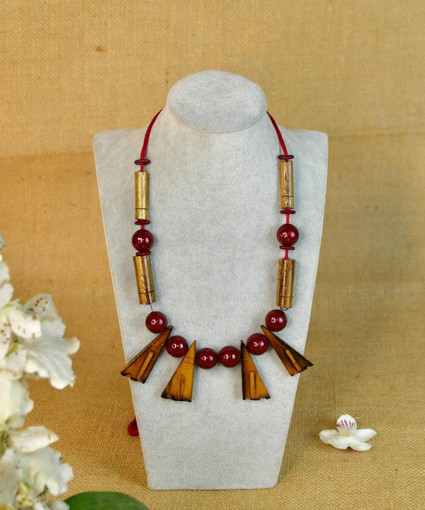 Sowpeace Handcrafted Bamboo Triangle Necklace: Artistic Tradition in Style — main view