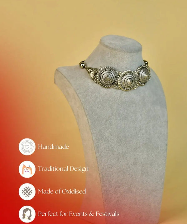 Sowpeace Handcrafted German Silver Choker: Circles and Triangles Design — image 6