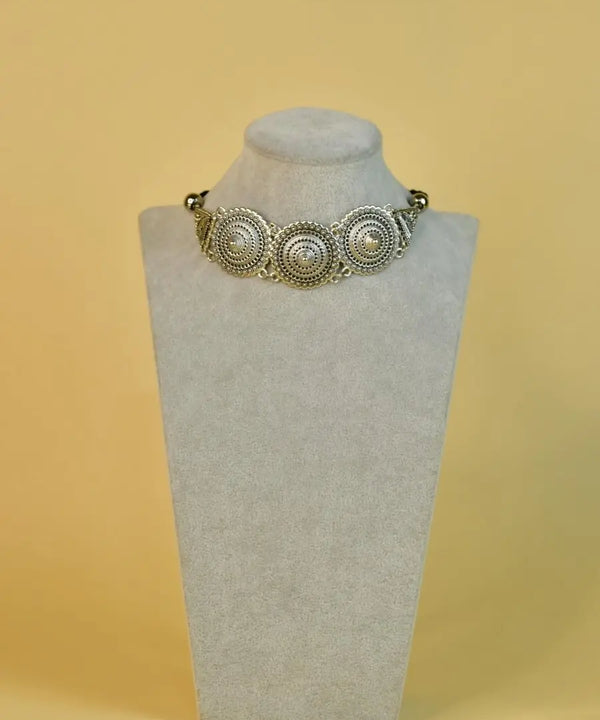 Sowpeace Handcrafted German Silver Choker: Circles and Triangles Design — image 5