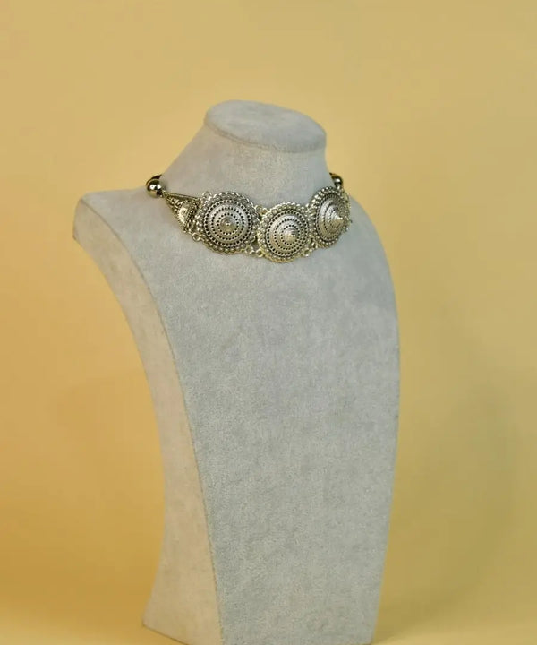 Sowpeace Handcrafted German Silver Choker: Circles and Triangles Design — image 3