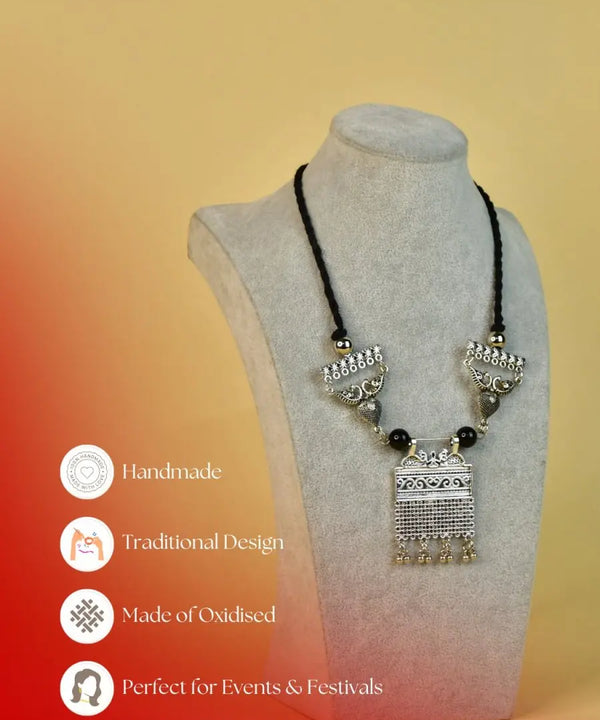 Sowpeace Handcrafted German Silver Choker: Peacock and Abstract Design — image 7