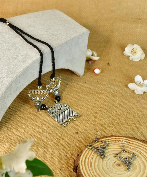 Sowpeace Handcrafted German Silver Choker: Peacock and Abstract Design — main view