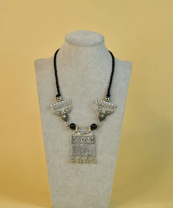 Sowpeace Handcrafted German Silver Choker: Peacock and Abstract Design — image 5