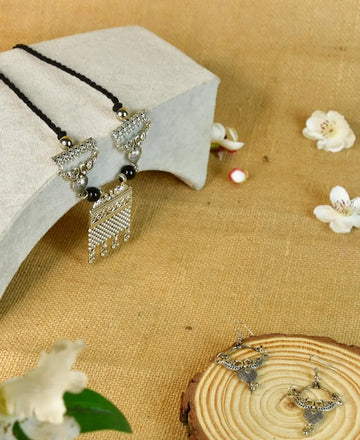 Sowpeace Handcrafted German Silver Choker: Peacock and Abstract Design — alternate view