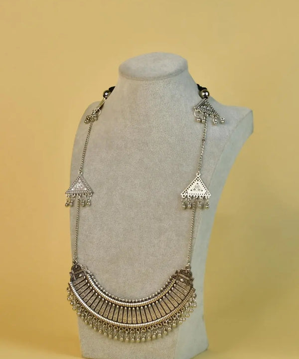Sowpeace Handcrafted German Silver Long Choker: Four Triangle Design — image 6