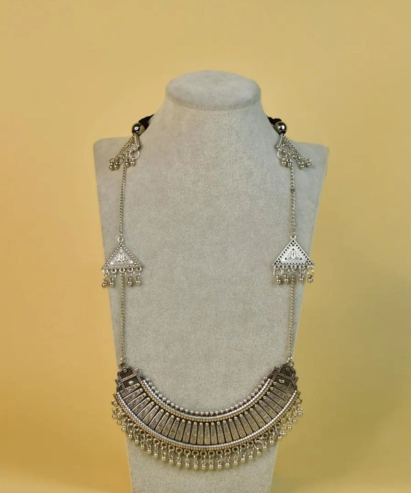 Sowpeace Handcrafted German Silver Long Choker: Four Triangle Design — image 5