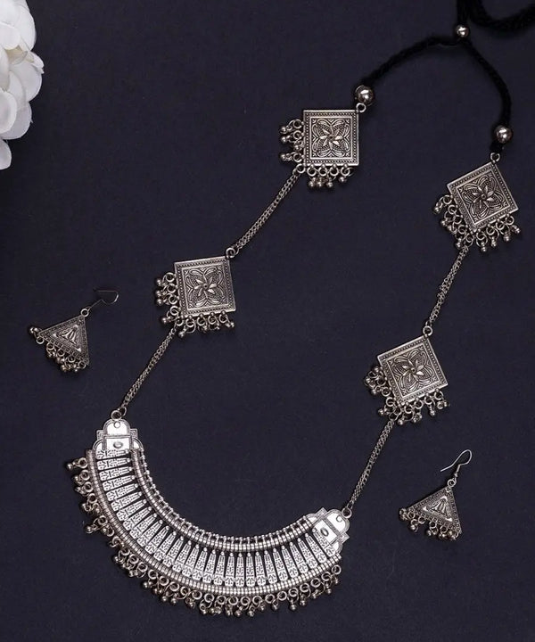 Sowpeace Handcrafted German Silver Long Choker: Four Triangle Design — image 3