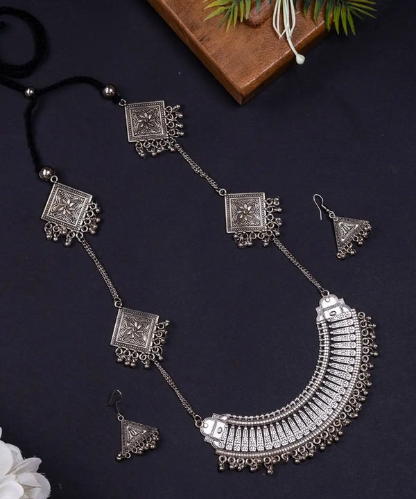 Sowpeace Handcrafted German Silver Long Choker: Four Triangle Design — image 2