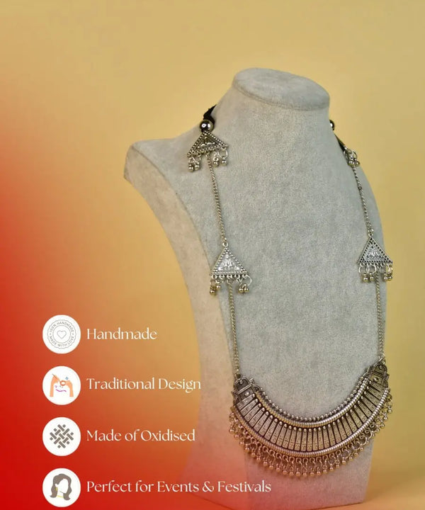 Sowpeace Handcrafted German Silver Long Choker: Four Triangle Design — image 8
