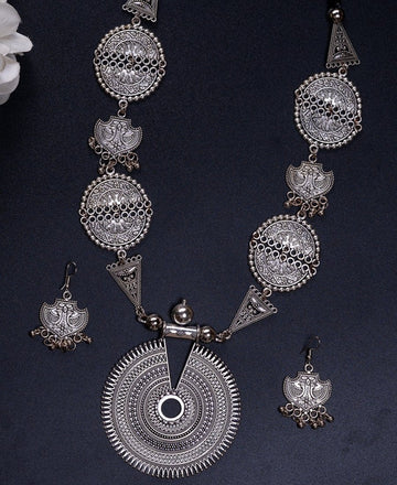 Sowpeace Handcrafted German Silver Necklace: Mandala Sun Design — alternate view