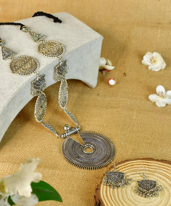 Sowpeace Handcrafted German Silver Necklace: Mandala Sun Design — main view