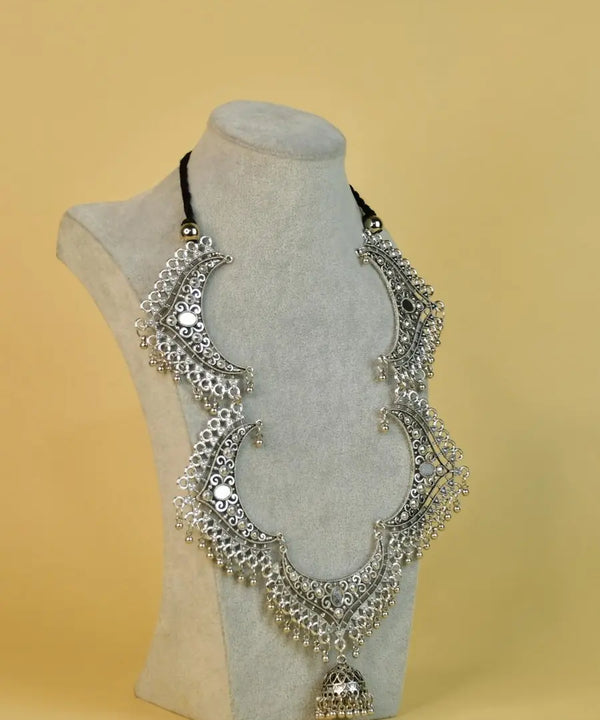 Sowpeace Handcrafted German Silver Necklace: Oxidized Floral Petal Design — image 2