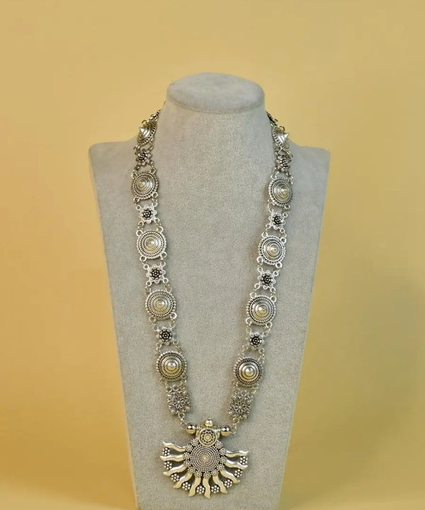 Sowpeace Handcrafted German Silver Necklace: Sun and Flower Design — image 3