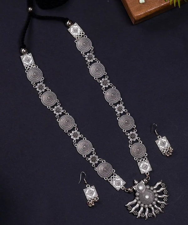 Sowpeace Handcrafted German Silver Necklace: Sun and Flower Design — image 4