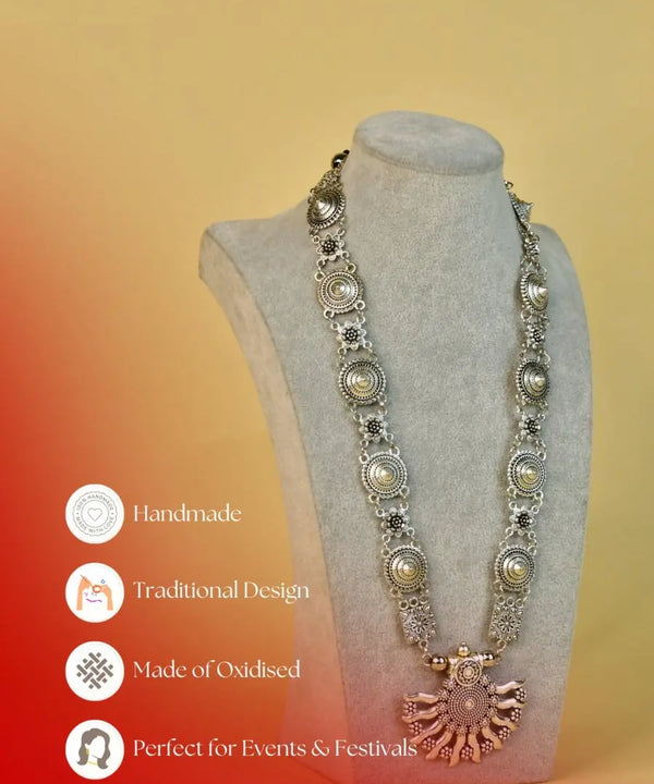 Sowpeace Handcrafted German Silver Necklace: Sun and Flower Design — image 7