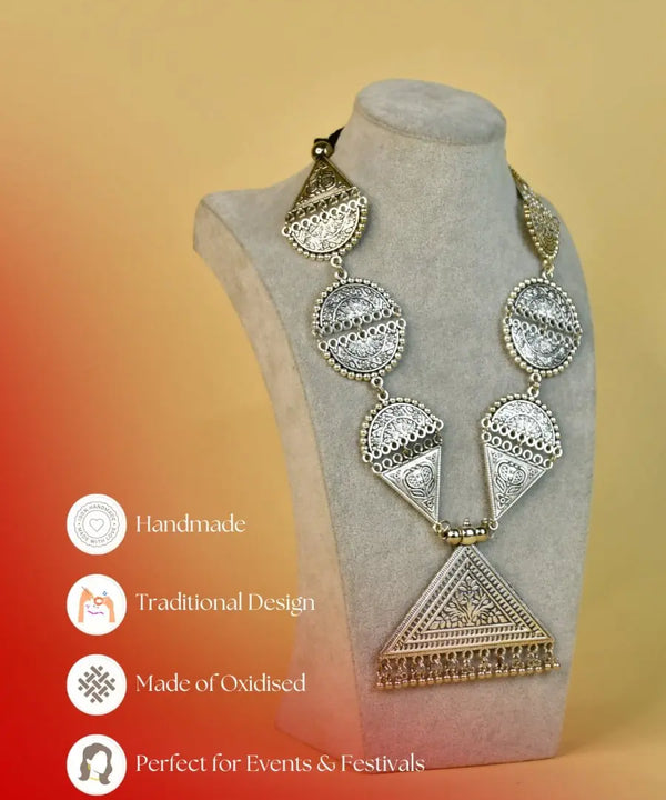 Sowpeace Handcrafted German Silver Necklace: Triangle & Tree Design — image 6