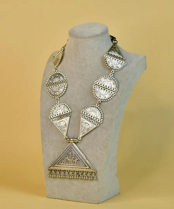 Sowpeace Handcrafted German Silver Necklace: Triangle & Tree Design — image 3