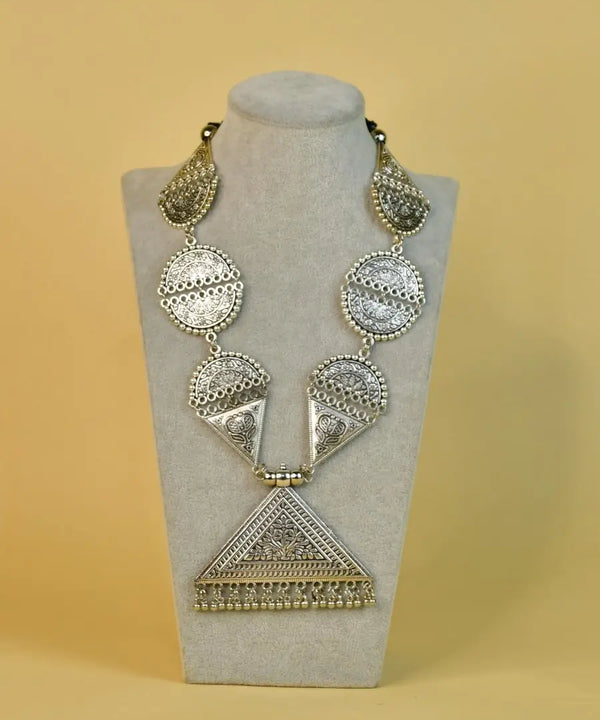 Sowpeace Handcrafted German Silver Necklace: Triangle & Tree Design — image 4