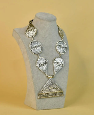 Sowpeace Handcrafted German Silver Necklace: Triangle & Tree Design — alternate view
