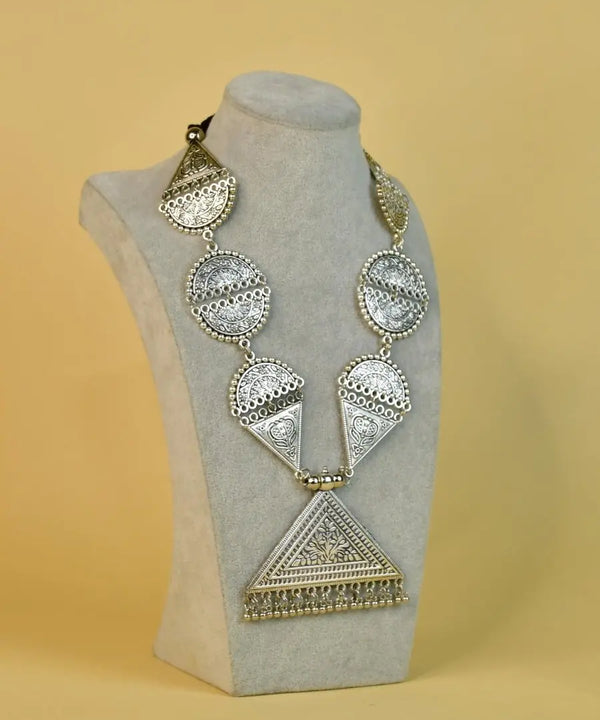 Sowpeace Handcrafted German Silver Necklace: Triangle & Tree Design — image 2