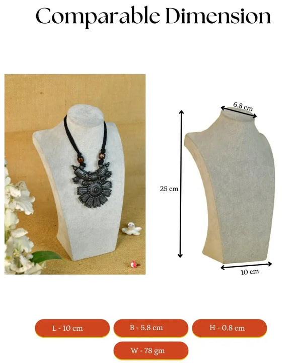 Sowpeace Handcrafted Terracotta Necklace: Crescent Pendant with Petal Design — image 4