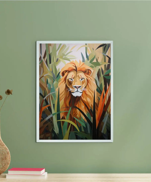 Sowpeace Harmony: Find Your Handcrafted Abstract Lion – Premium Indian-Inspired Canvas Art for Modern Home Decoration — main view