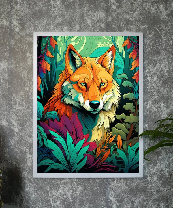 Sowpeace Harmony: Find Your Handcrafted Abstract Wolf – Premium Indian-Inspired Canvas Art for Contemporary Home Decoration — main view