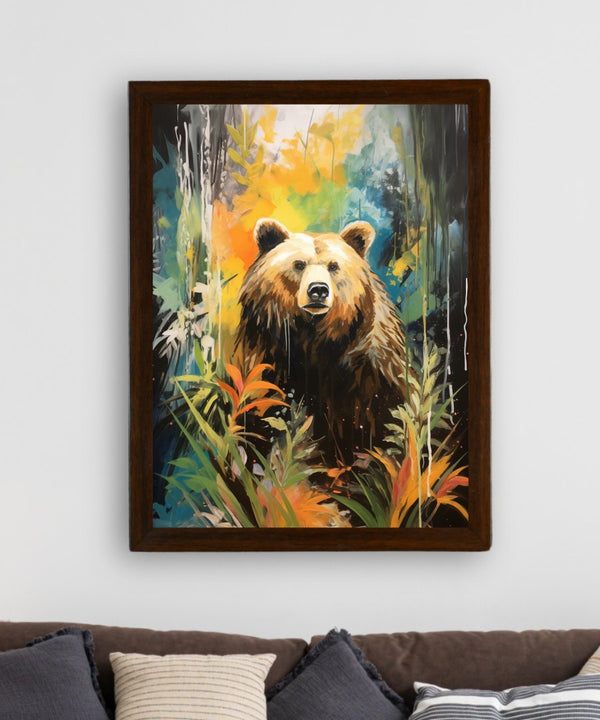 Sowpeace Harmony: Find Your Handcrafted Abstract Bear – Premium Indian-Inspired Canvas Art for Elegant Home Decor — image 3