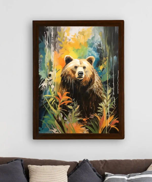 Sowpeace Harmony: Find Your Handcrafted Abstract Bear – Premium Indian-Inspired Canvas Art for Elegant Home Decor — image 3