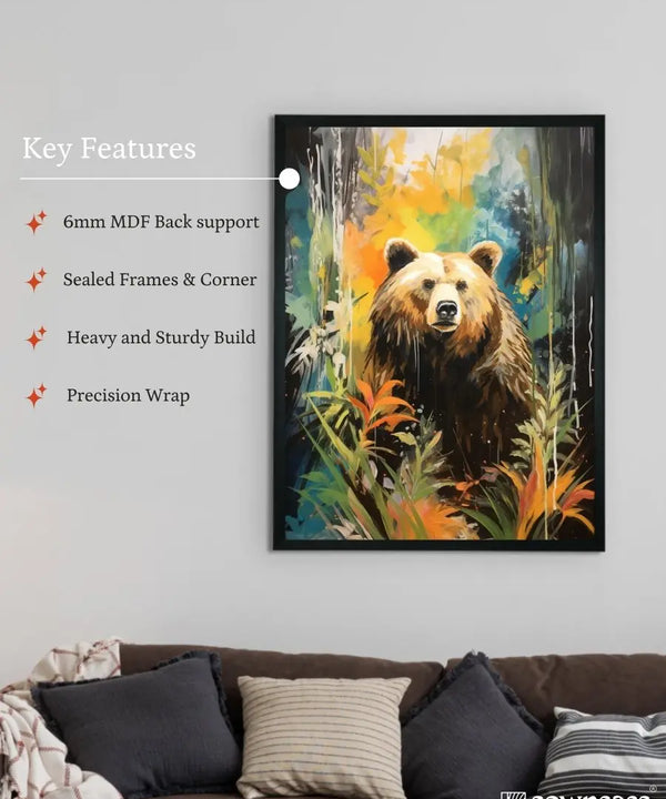 Sowpeace Harmony: Find Your Handcrafted Abstract Bear – Premium Indian-Inspired Canvas Art for Elegant Home Decor — image 6
