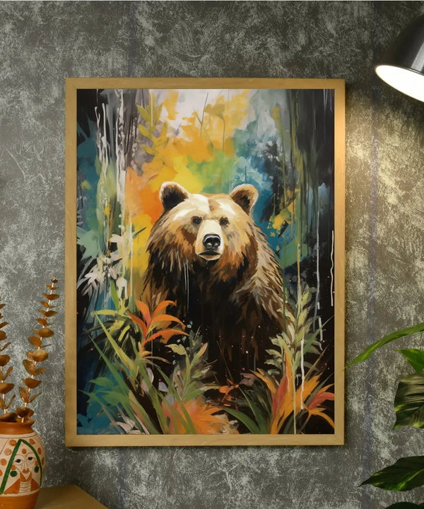 Sowpeace Harmony: Find Your Handcrafted Abstract Bear – Premium Indian-Inspired Canvas Art for Elegant Home Decor — image 4
