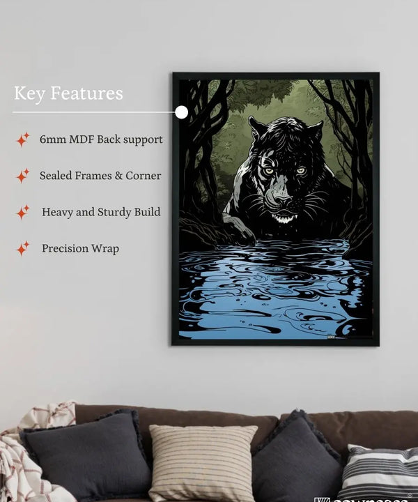 Sowpeace Harmony: Find Your Handcrafted Abstract Black Panther – Premium Indian-Inspired Canvas Art for Stylish and Elegant Interiors — image 6