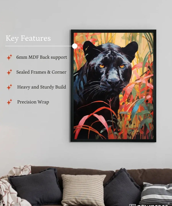 Sowpeace Harmony: Find Your Handcrafted Abstract Black Panther – Premium Indian-Inspired Canvas Art for Stylish and Elegant Interiors — image 6