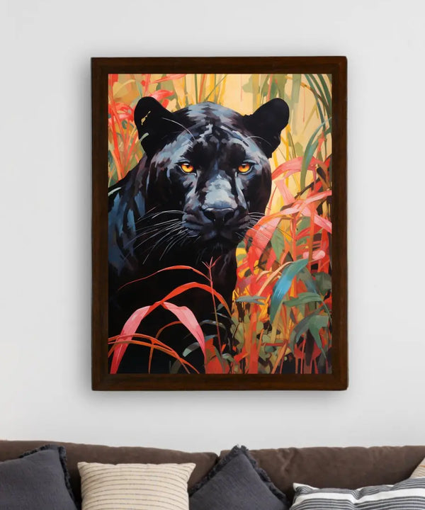Sowpeace Harmony: Find Your Handcrafted Abstract Black Panther – Premium Indian-Inspired Canvas Art for Stylish and Elegant Interiors — image 3