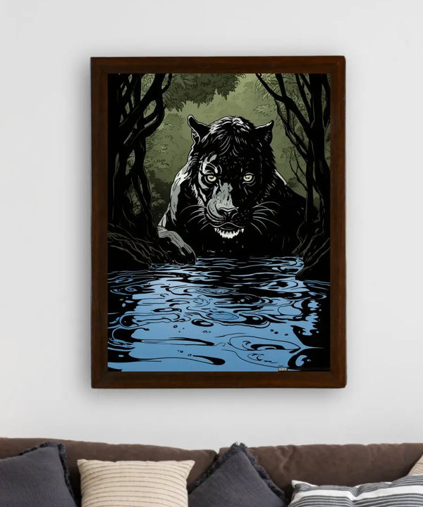 Sowpeace Harmony: Find Your Handcrafted Abstract Black Panther – Premium Indian-Inspired Canvas Art for Stylish and Elegant Interiors — image 3