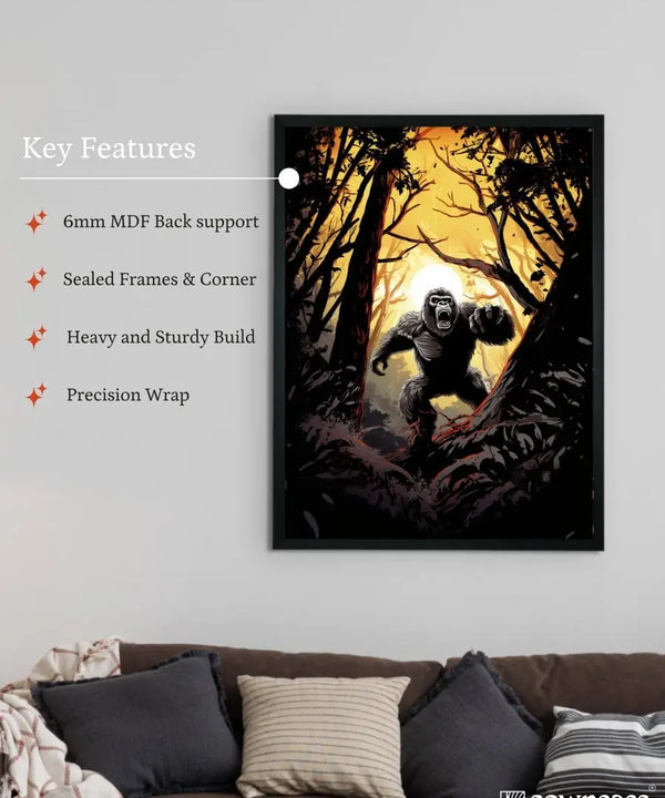 Sowpeace Harmony: Find Your Handcrafted Abstract Gorilla – Premium Indian-Inspired Canvas Art for Modern and Stylish Interiors — image 6