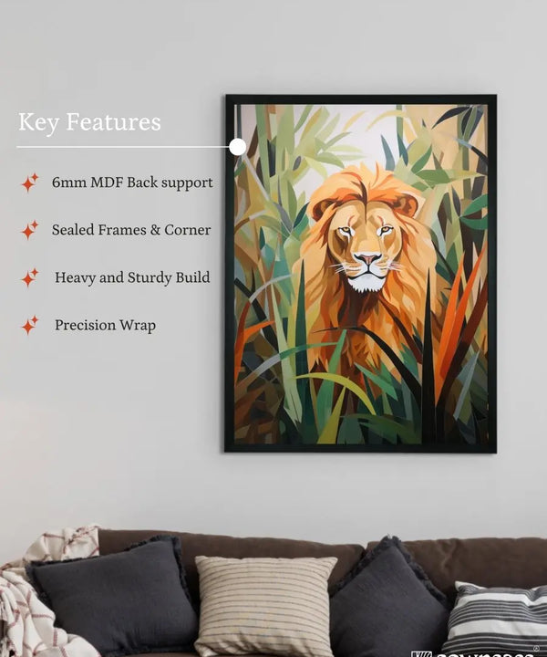Sowpeace Harmony: Find Your Handcrafted Abstract Lion – Premium Indian-Inspired Canvas Art for Modern Home Decoration — image 6