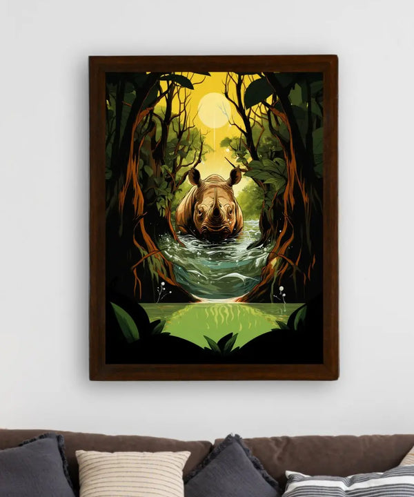 Sowpeace Harmony: Find Your Handcrafted Abstract Rhino – Premium Indian-Inspired Canvas Art for Elegant Home Interiors — image 3