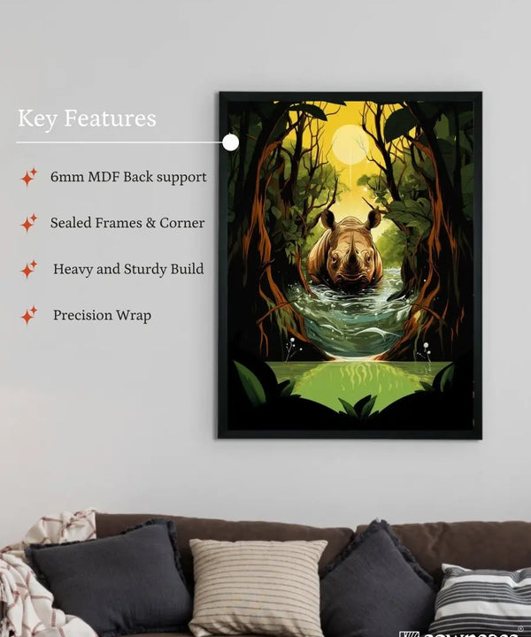 Sowpeace Harmony: Find Your Handcrafted Abstract Rhino – Premium Indian-Inspired Canvas Art for Elegant Home Interiors — image 6